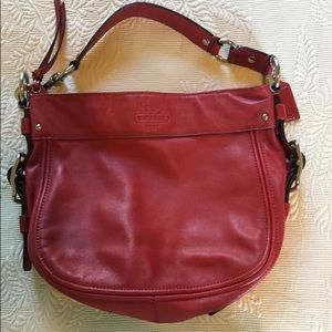 Coach Zoe Crimson Red Leather Hobo Bag In Excellent Like New Condition